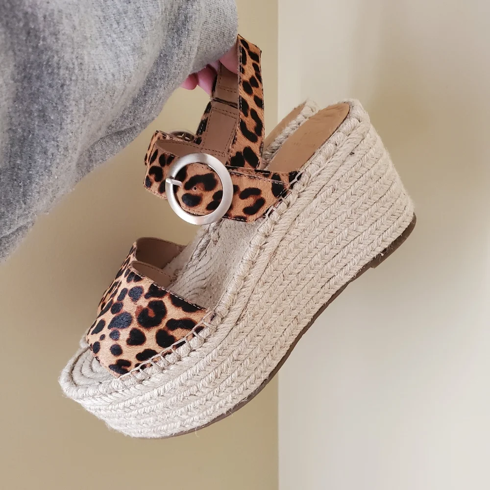 Marc Fisher Ltd Espadrilles Leopard Print NWOB Boho Coastal Festival